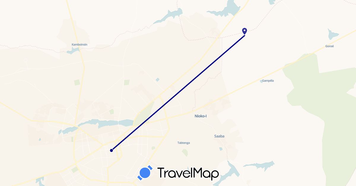 TravelMap itinerary: driving in Burkina Faso (Africa)